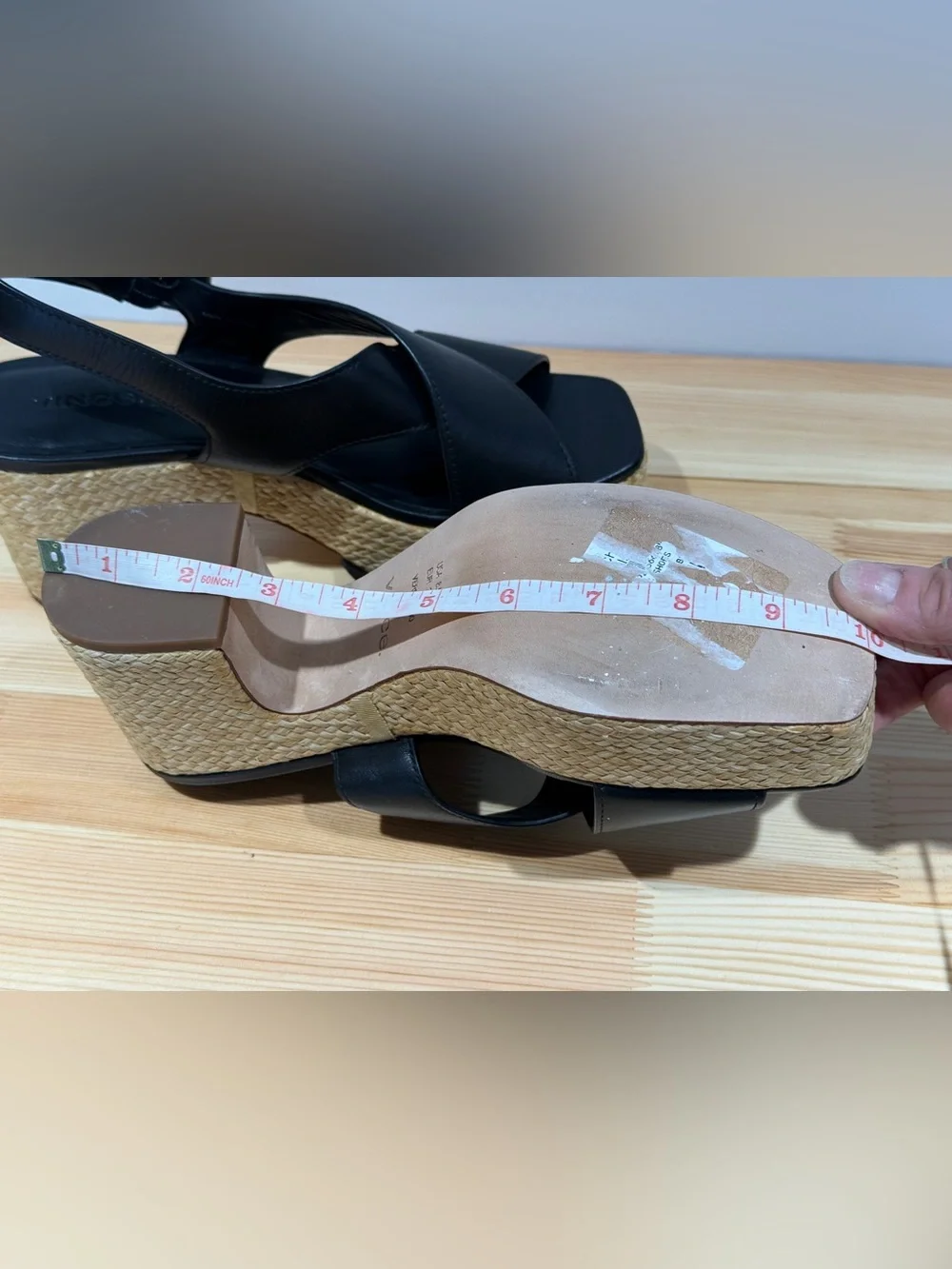 New Vince Clementina Black Leather Platform Slingback Sandals – Size 39 (8.5)